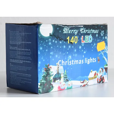 Lighting chain with 140 colourful, non-replaceable LEDs and a flashing unit.