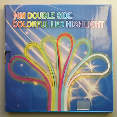 Double side rope light with white, pink, blue, yellow, green, red sections.