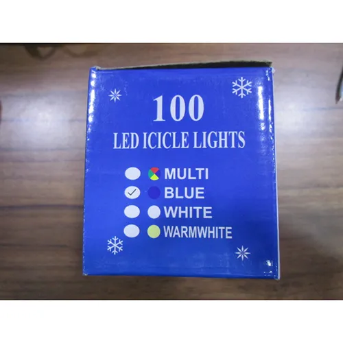 Lighting chain with 100 non-replaceable, blue LED lamps and with 8 functions.