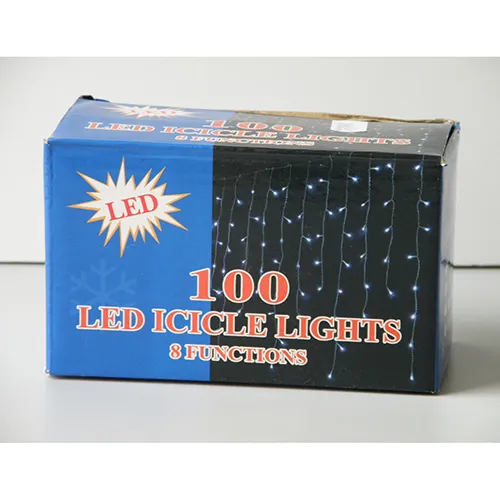 Lighting chain with 100 non-replaceable, blue LED lamps and with 8 functions.