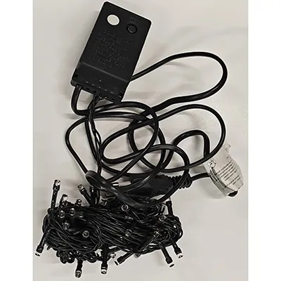 A lighting chain of black colour, which contains 50 LEDs of nonreplaceable light sources. The product is sold with a device for changing lighting modes.