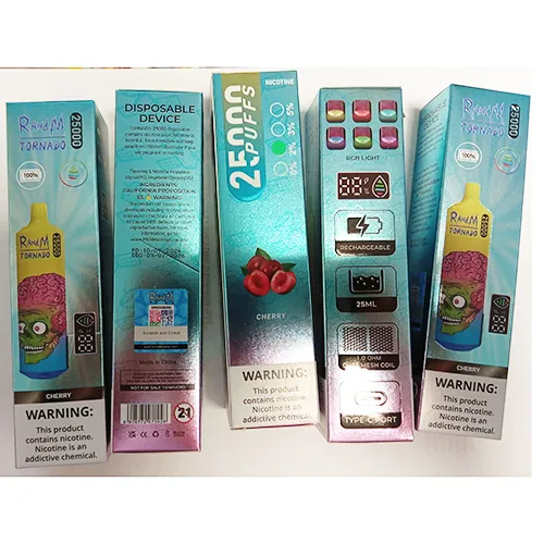 Disposable electronic cigarette with flavoured liquid. 25ml. Manufacturing date 10/07/2024, expiry date 09/07/2026.