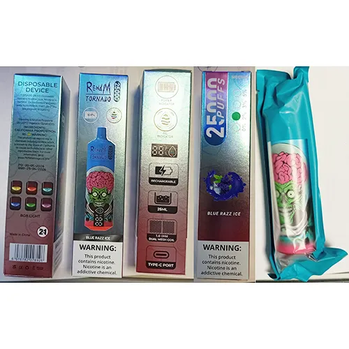 Disposable electronic cigarette with flavoured liquid. Production dates 29/05/24 and 30/05/2024 and expiry dates 28/05/2026 or 29/05/2026