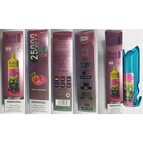 Disposable electronic cigarette with flavoured liquid. Production dates 29/05/24 and 30/05/2024 and expiry dates 28/05/2026 or 29/05/2026