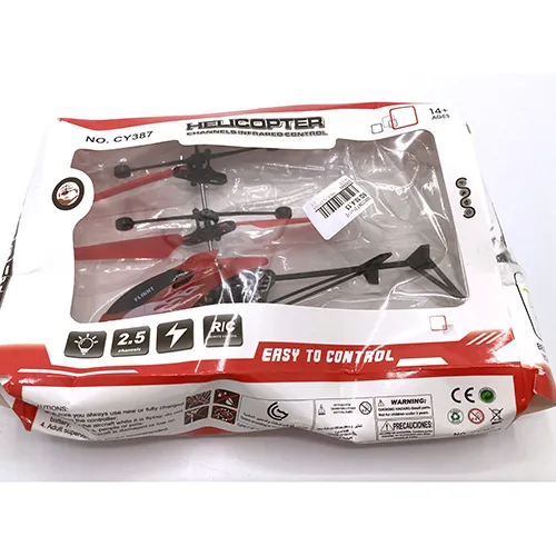Electric toy helicopter with USB charging cable.