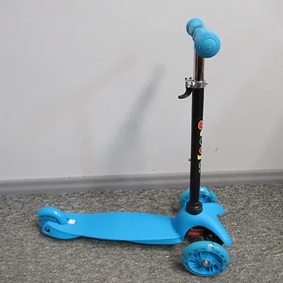 A three-wheeled scooter.