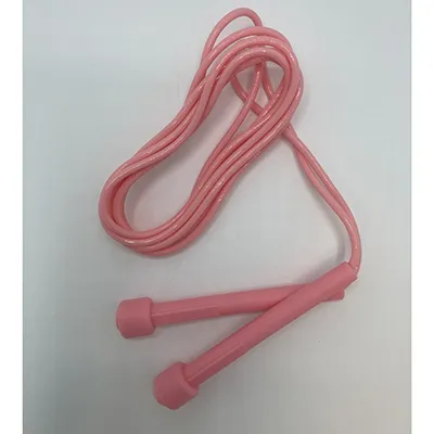 Skipping rope of pink colour. Product sold online.