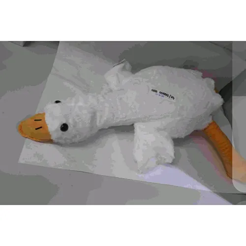 Plush toy in the shape of a white goose.