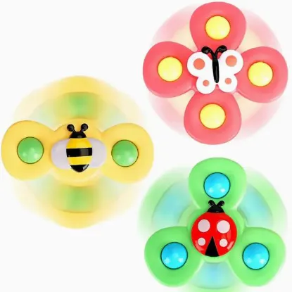 Suction bee spinner toy, three pieces. Product sold online.