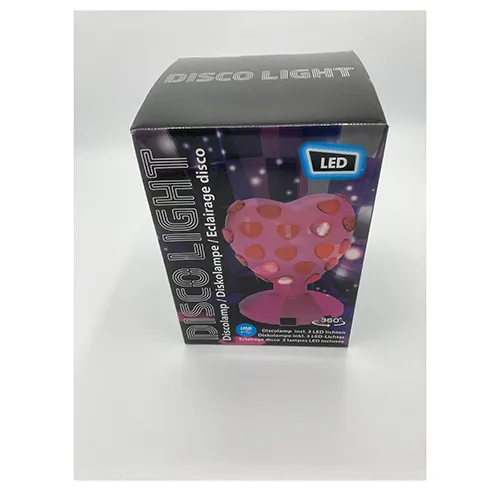 Heart-shaped disco lamp with USB cable.