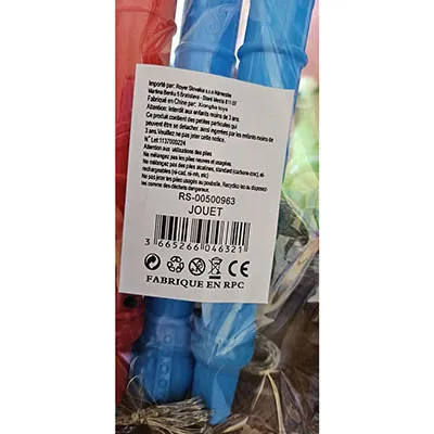 Set of light-up wands consisting of a plastic handle and a strand of LEDs (3 red wands, 3 pink, 3 green and 3 blue).