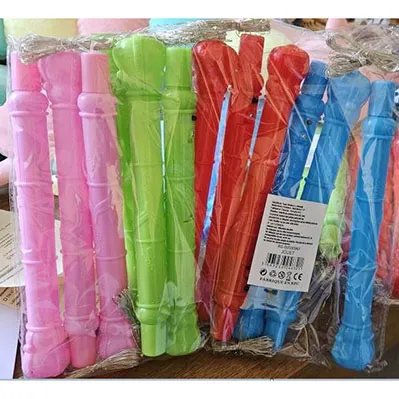 Set of light-up wands consisting of a plastic handle and a strand of LEDs (3 red wands, 3 pink, 3 green and 3 blue).