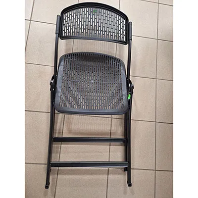 Black folding chair.