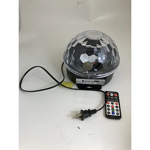 Disco lamp with black net cable, Bluetooth and a speaker.