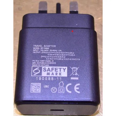 Black USB-C travel adaptor.