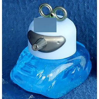 Blue slime in a tank-shaped jar.