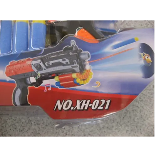 Plastic toy gun with soft bullet and 14 foam darts.