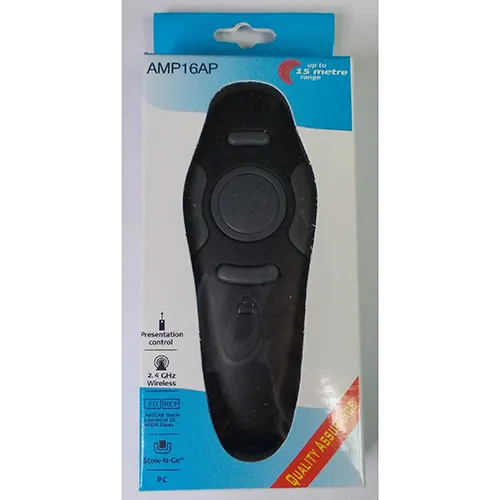Black laser pointer intended for presentations. Product sold online, in particular via Amazon (ASIN: B09TD1V37J).