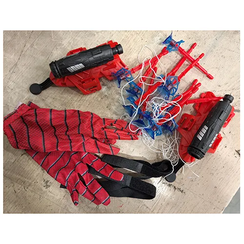 A set of Spider-Man styled gloves and toy rope shooters. Product sold online, in particular via Amazon.