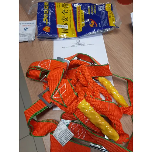 Safety harness with a belt and thigh straps. Stock keeping unit number: STK0179005885. Product sold online, in particular via eBay.