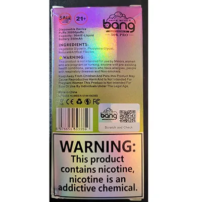 InfoCons Consumer Protection Alert: bang - Disposable electronic cigarette