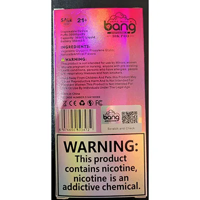 InfoCons Consumer Protection Alert: bang - Disposable electronic cigarette