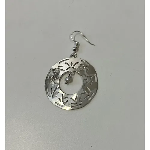 Hanging silver coloured earring.