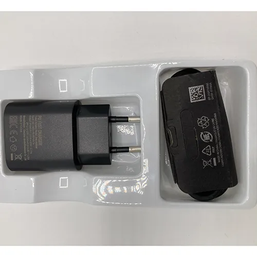 Black 25W charger with USB-C cable.