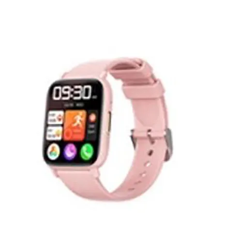 Pink smart watch claiming to monitor blood sugar levels in a non-invasive way. Product sold online, in particular via DARTY.