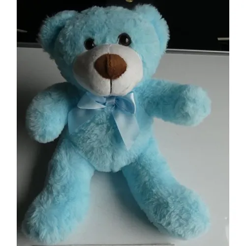 Soft toy, in the shape of a polyester teddy bear with a bow tie, in several colours. All batches are concerned. Product sold online, in particular via Temu (Unique product identifier: 601099546642677).