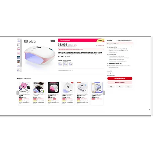 UV nail lamp. Product sold online, in particular via AliExpress (Unique product identifier: 32959992534).