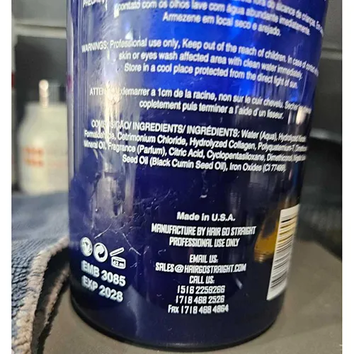 Hair-straightening product, one litre. Product sold online, in particular via Shoplissage.com.