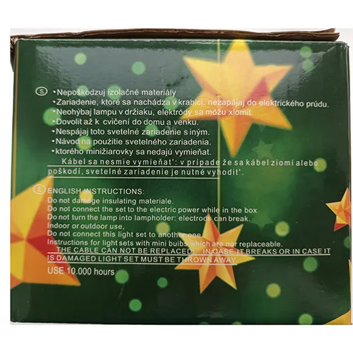 Christmas lighting chain with non-replaceable 80 LED light sources equipped with an electronic unit for eight different lighting effects.