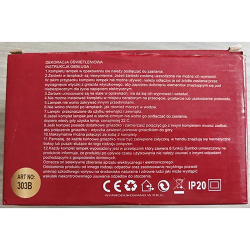 Lighting chain with 300 non-replaceable LED light sources. The product includes a device for changing lighting modes.