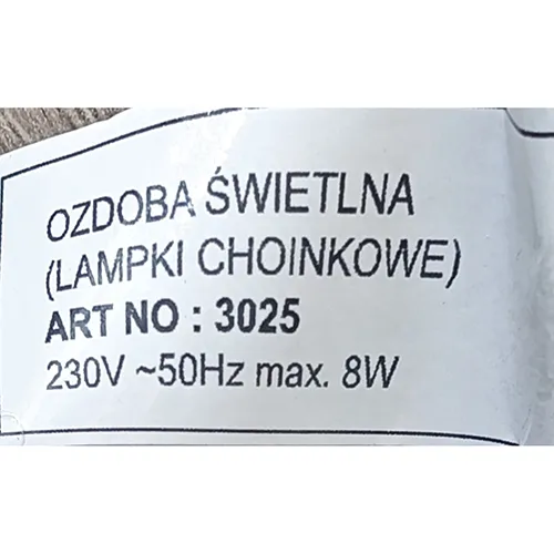 A lighting chain designed for interconnection, containing 200 non-replaceable LED light sources and a device for changing lighting modes.