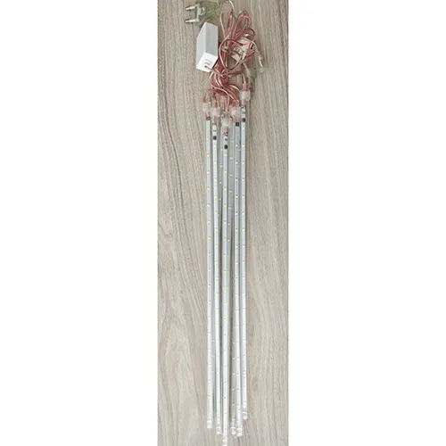 Lighting chain designed for interconnection with plastic end caps of LED light sources in the shape of icicles.