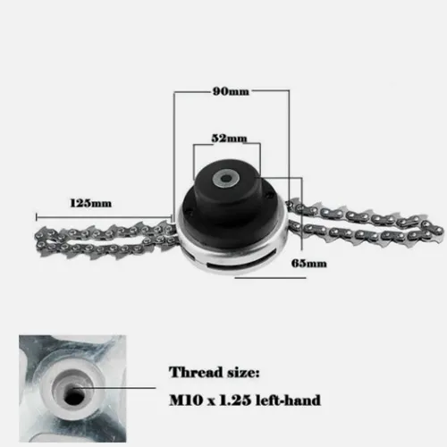 Flail-type cutting attachment with two chainsaw chains. Product sold online, in particular via Kaufland Online Marketplace (Identification number: 536820496).