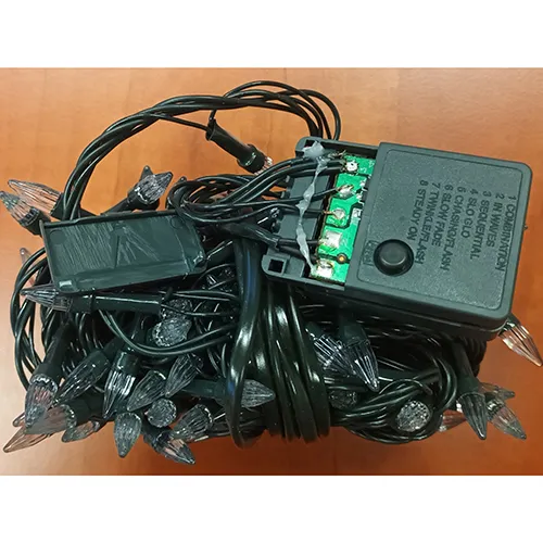 Lighting chain consisting of non-replaceable light sources and a device for changing lighting modes.