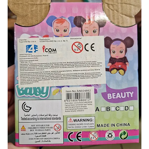 Plastic doll with accessories.