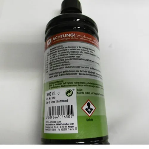 Odourless lamp oil for torches, lamps and indoor use, 1 l. Product sold online, in particular via Amazon (ASIN: B0CB6DC559).