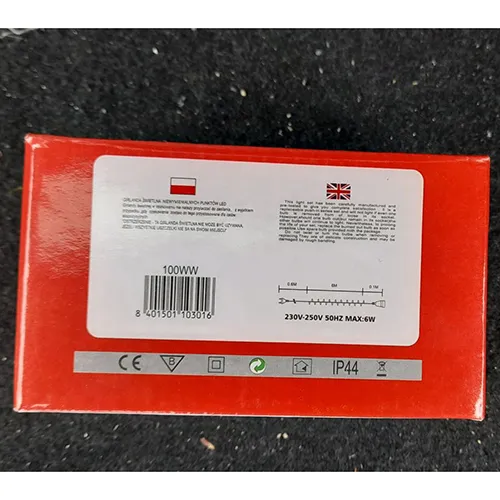 Lighting chain consisting of 100 LEDs, flashing unit, IP44 marking, a flat plug and a flat and stackable socket.