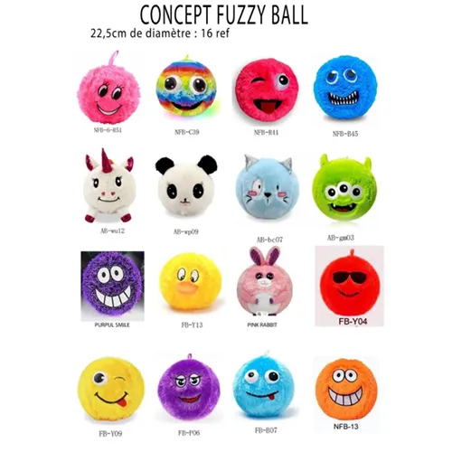 Soft toy in the shape of a furry ball, in various colours. All models of the product are concerned.