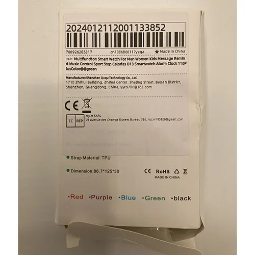 Smart watch with USB cable. Product sold online, in particular via AliExpress.