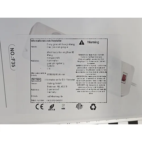 Rectangular white multi socket lead with 10 plug sockets, 4 USB type A and 2 USB type C. Measuring 32x10.5x4 cm and with a cable length of 1.88 m. 110 - 250 V~ ,10 A*, maximum 2,500 W, Protection class I, IP 20 USB- V, 3.1 A. Product sold online in particular via Amazon (ASIN: B0D3WKGBXH