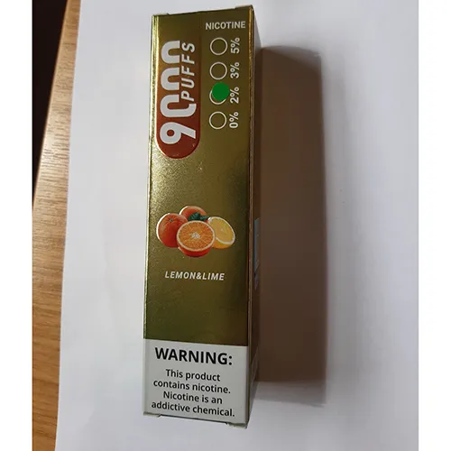Disposable electronic cigarette, with a volume of 30 ml and 9000 puffs.