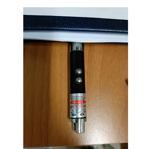 Laser pointer with dual light and laser function, powered by three button batteries.