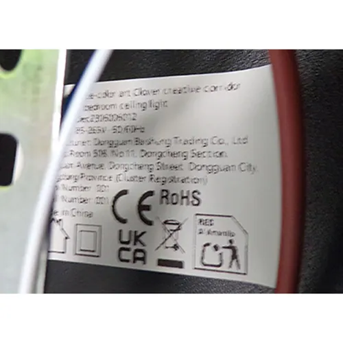 Ceiling lamp, input: 85-265V, 50/60Hz. Product sold online, in particular via TEMU with identification number:  60110028790458.