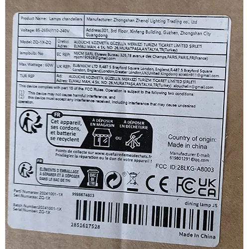 Ceiling lamp, 85-265V/110-240V. Product sold online, in particular via TEMU (identification number: 601100282335172).