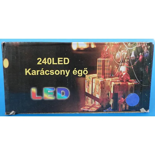 Lighting chain with 240, non-replaceable LEDs and a flashing unit.