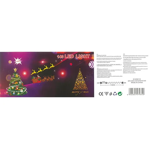 String-shaped decorative lighting chain with an 8-function flashing unit and a socket-outlet that can be expanded with additional members.